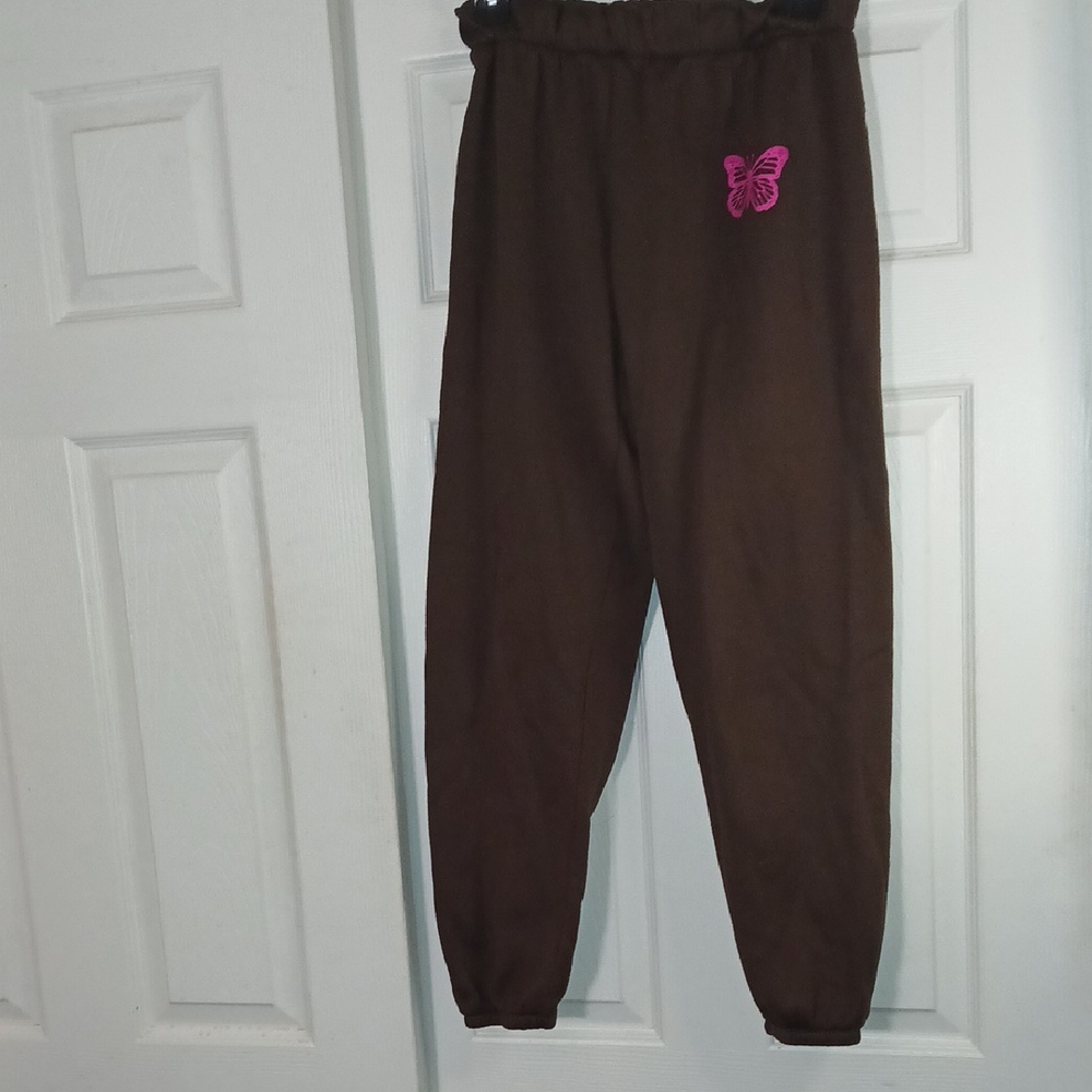 Brown Kids Bottoms with Pink Butterfly